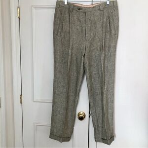 Mens Linen Trousers pleats cuffs pockets 38 tall Riviera Sport formal